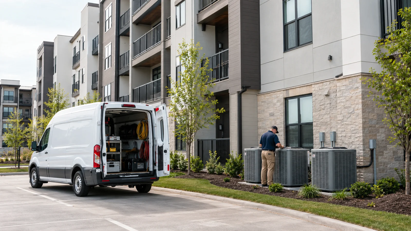 Illustration of residential HVAC service
